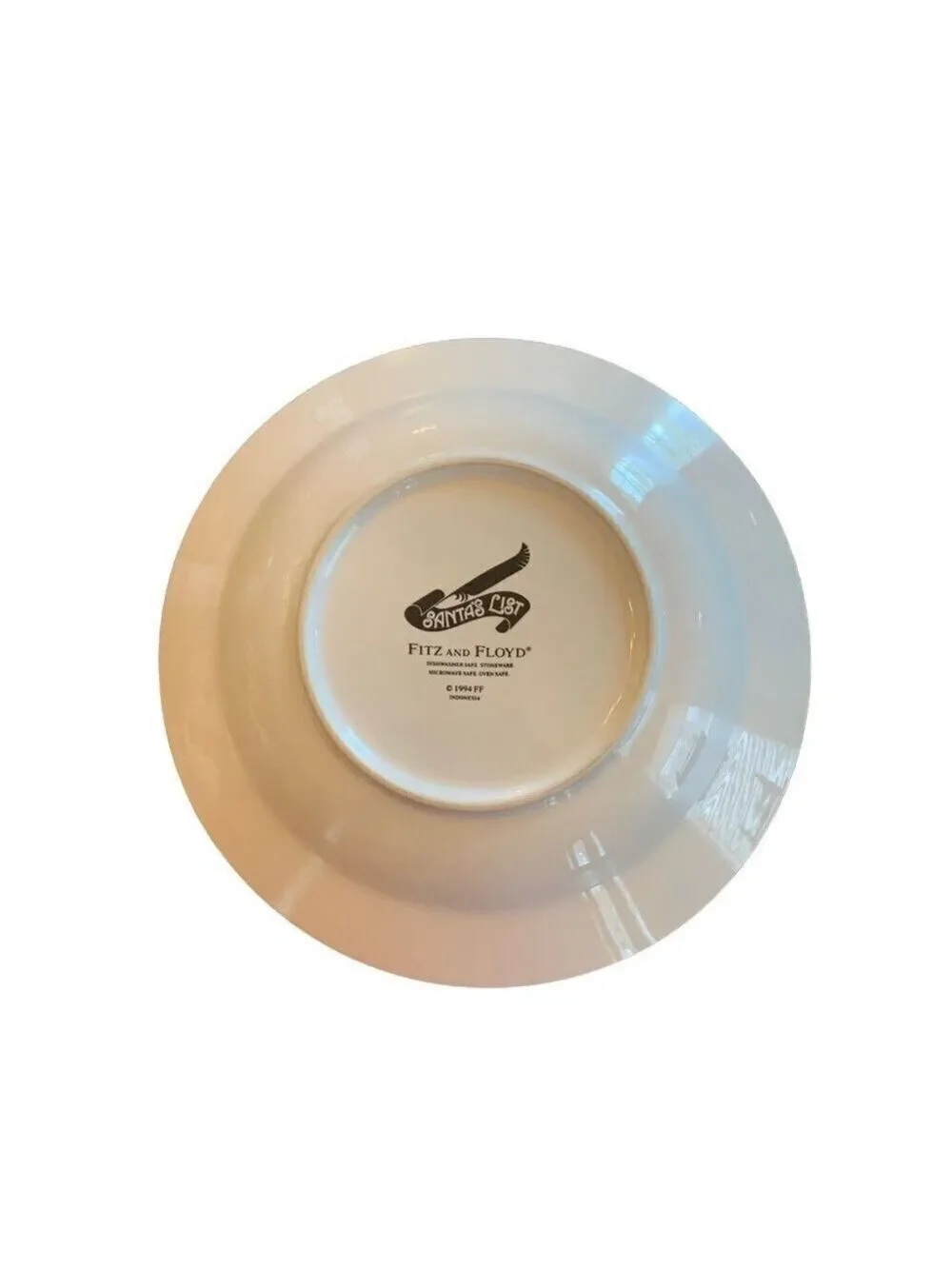Fitz and Floyd Santas List Soup Bowl 1994 Christmas Rimmed Dinnerware Vtg